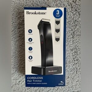 Brookstone Cordless Hair Trimmer Stainless Steel Travel Shaver Gifts Him NEW